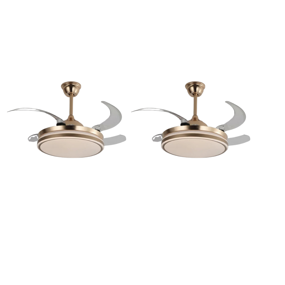 Led Ceiling Fan Gold With Foldable Blades - Set of 2