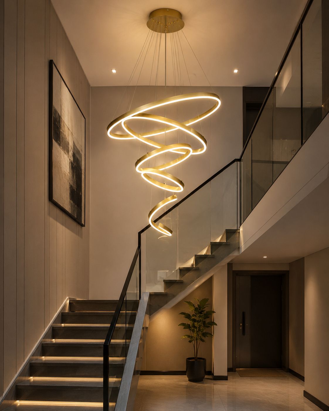 Luxury Spiral LED Staircase Chandelier