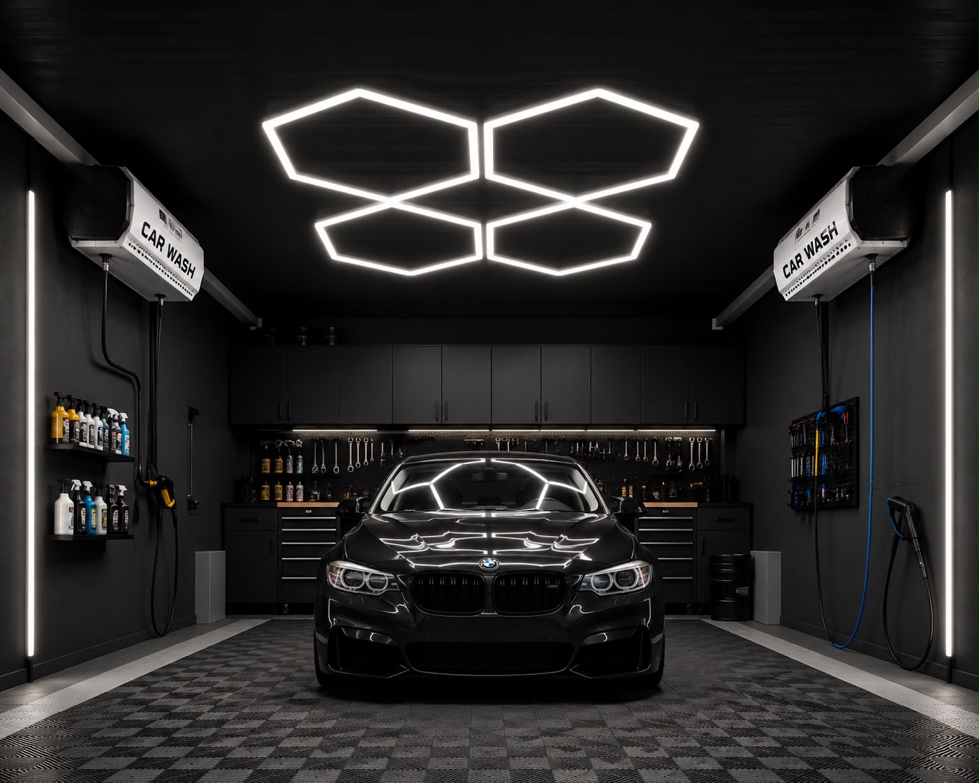 4-Hexagonal Honeycomb LED Garage/Carwash Light