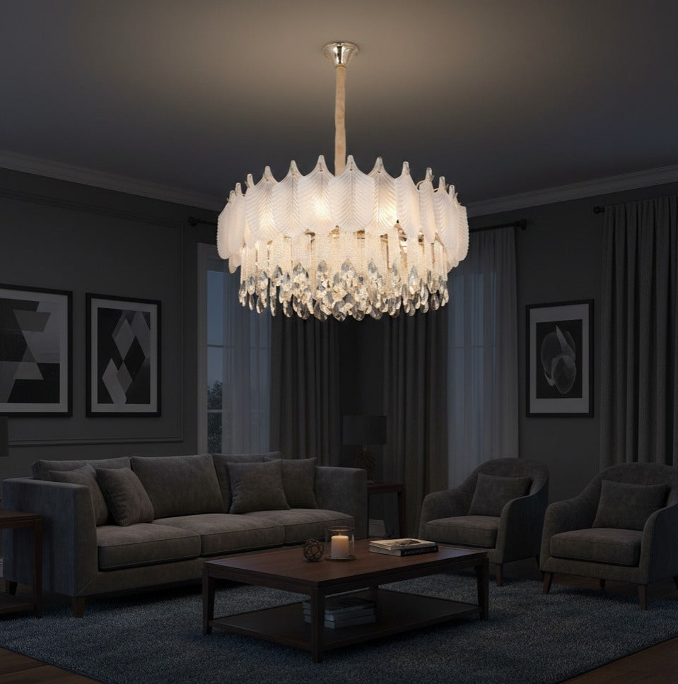 Chandelier with glass flowers crystals