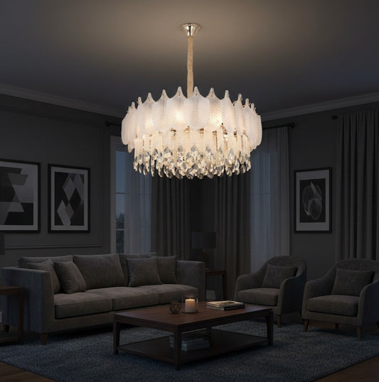 Chandelier with glass flowers crystals