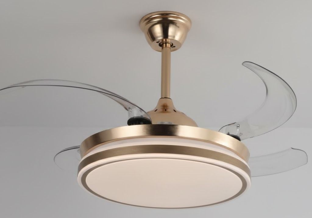 42-Inch LED Retractable Ceiling Fan with Light Gold (3 ABS Blades)