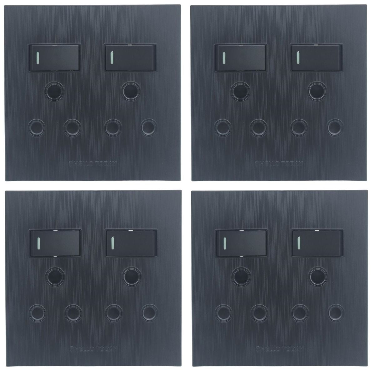 Hello Today Double Plug 4 x 4 - 4 Pack - Brushed MBK