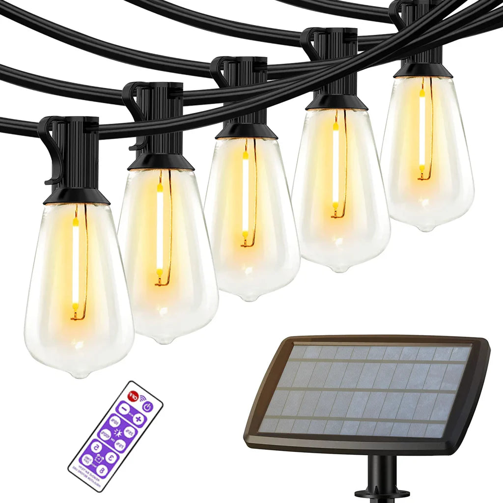 5M Remote Operated Solar LED Festoon Outdoor String Lights