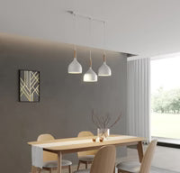 6006 Bowl Style Pendant Light - Row Of 3 - White. with Globes