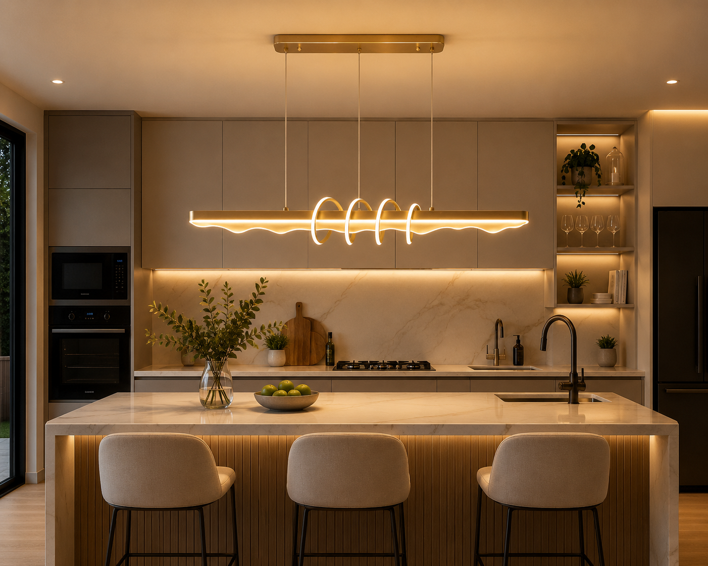 White Linear LED Pendant Light |3-Color Temperature