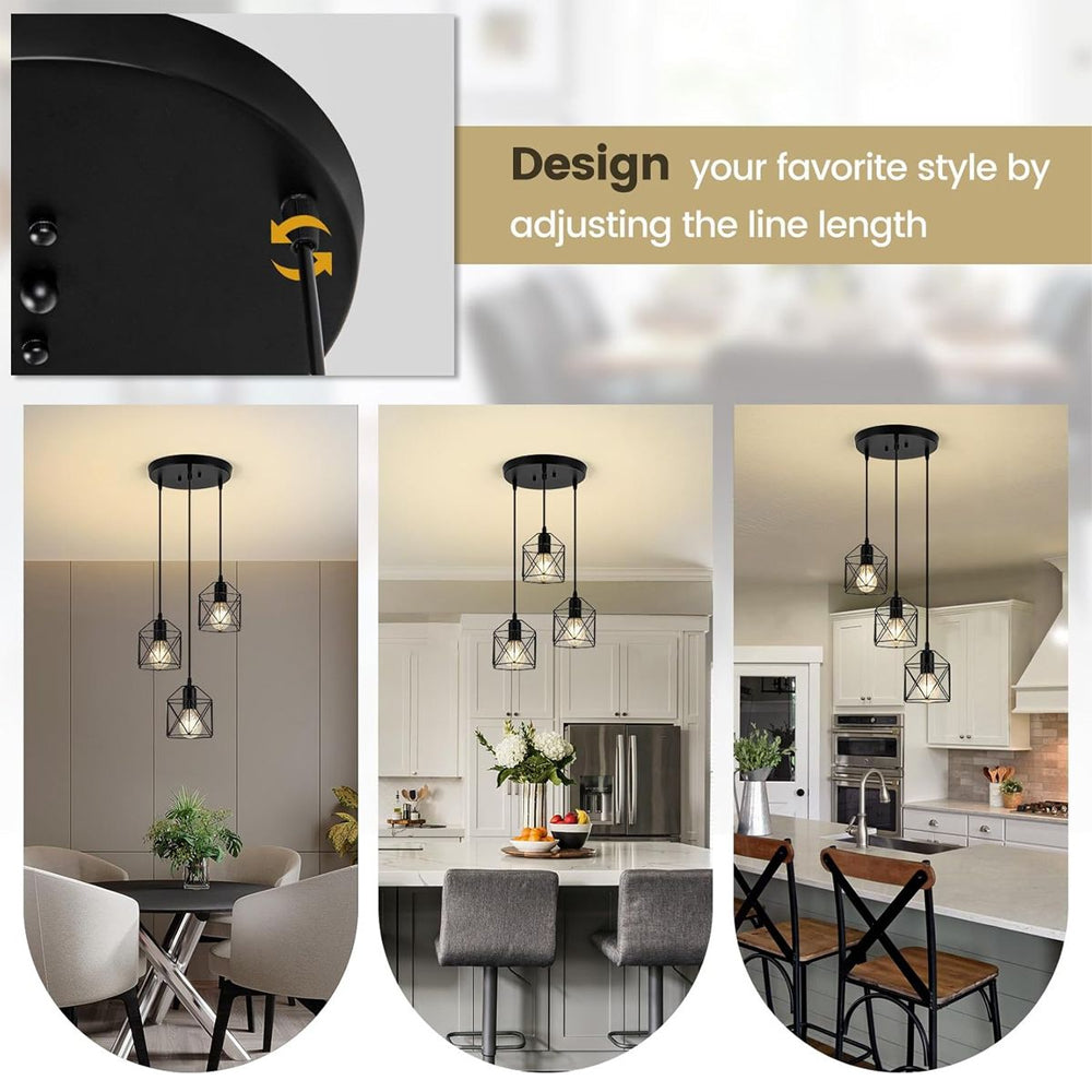 3-Light Pendant Light Fixture – Farmhouse Industrial Style