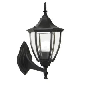 Regal Lantern Style Antique Design Black Outdoor Wall Lamp