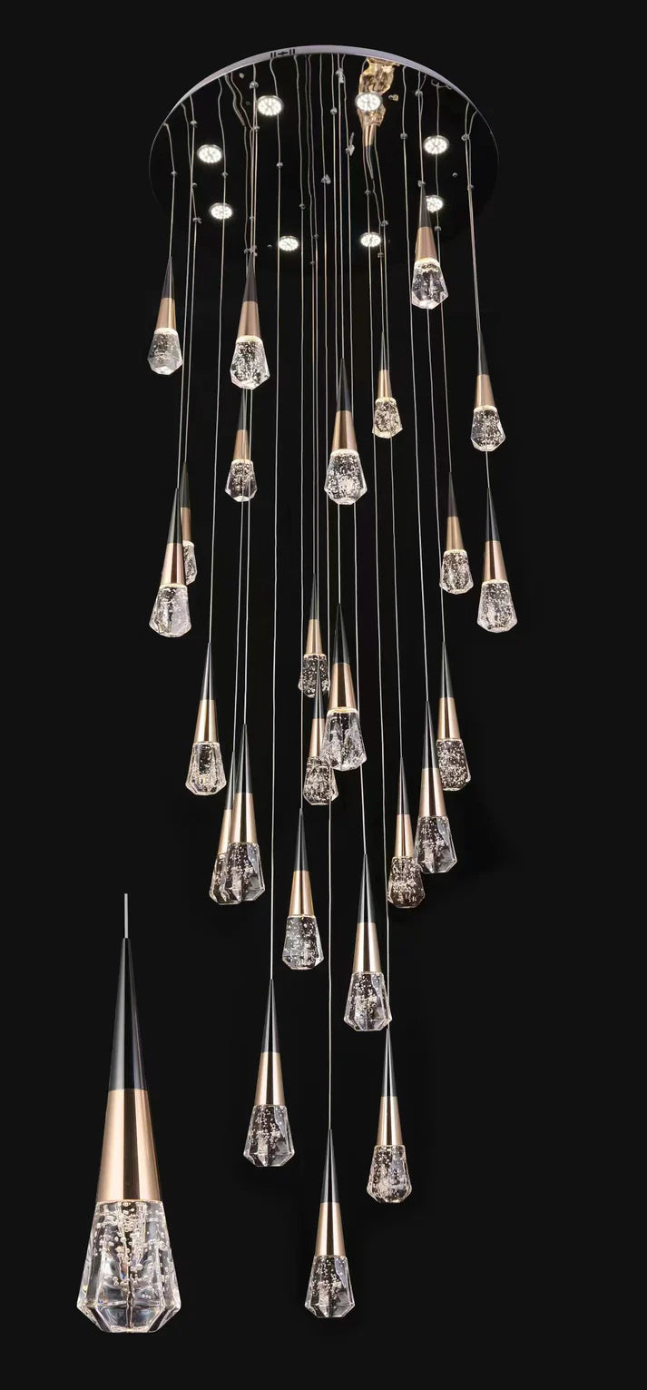 Modern Chandelier, 16 Light Gold Adjustable Height Foyer Chandeliers Entryway High Led Ceiling staircase Chandelier for Dining Room Bedroom Living Room 2270/24