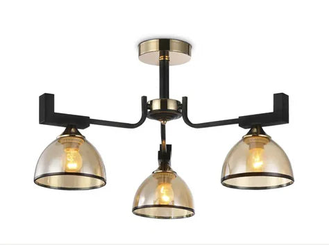 3xE27 Black & Gold Metal Chandelier | Modern Pendant Ceiling Light