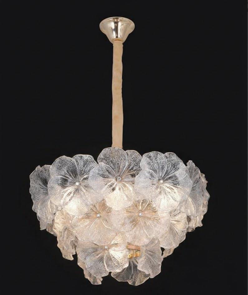Italian Floral Murano Glass Chandiler