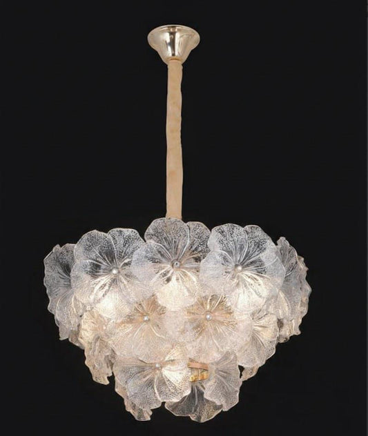 Italian Floral Murano Glass Chandiler