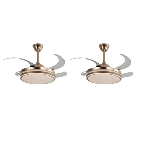 Led Ceiling Fan Gold With Foldable Blades - Set of 2