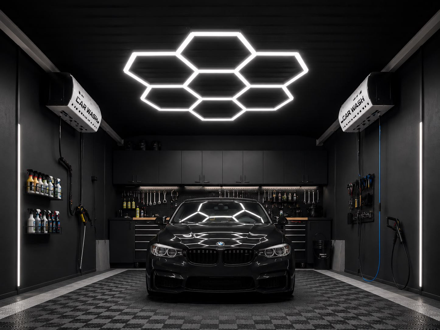 7 Grids Hexagon Led Lights Hexagon Led Car Garage Light 2.4m x 2.3m