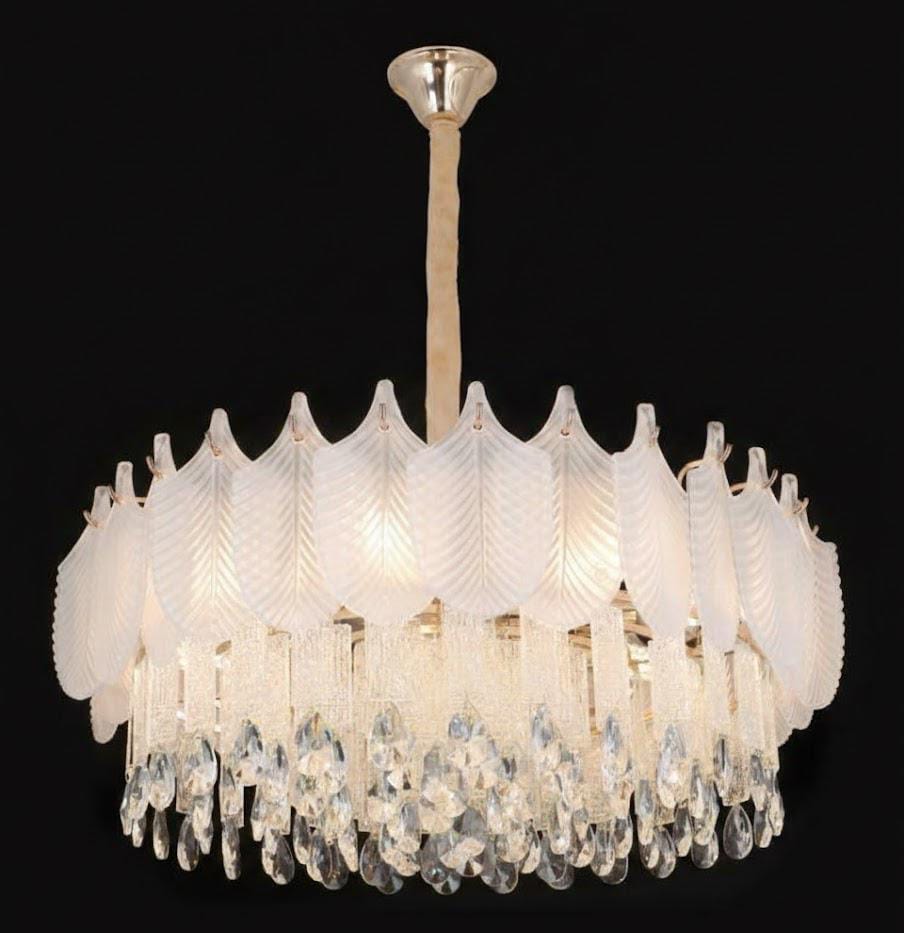 Chandelier with glass flowers crystals
