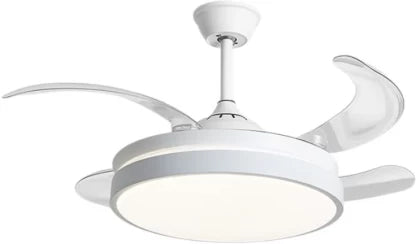 HELLO TODAY 42-Inch LED Retractable Ceiling Fan with Light – White (4 ABS Blades)