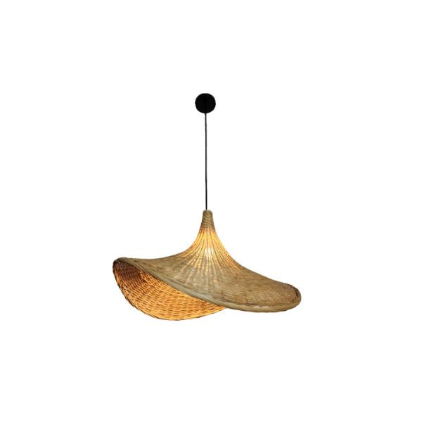 Nature Style Bamboo Weaved Hat Pendant Light