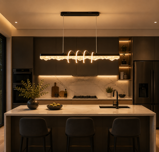 Black Linear LED Pendant Light 3-Color Temperature