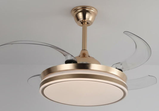 42-Inch LED Retractable Ceiling Fan with Light Gold (3 ABS Blades)