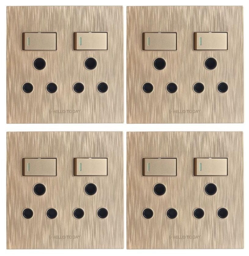 Hello Today Double Plug 4 x 4 - 4 Pack - Brushed Gold