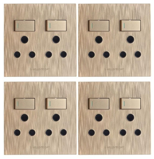 Hello Today Double Plug 4 x 4 - 4 Pack - Brushed Gold